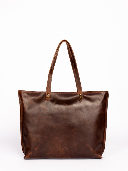 Engraved Anaconda Leather Tote Bag
