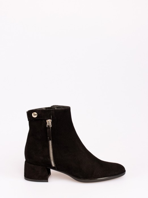 Suede Ankle Boots with Zipper