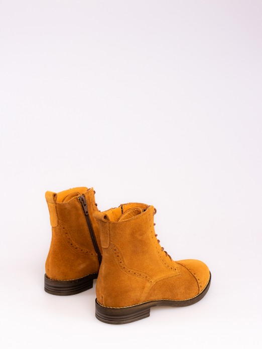 Lace-up Suede Ankle Boots