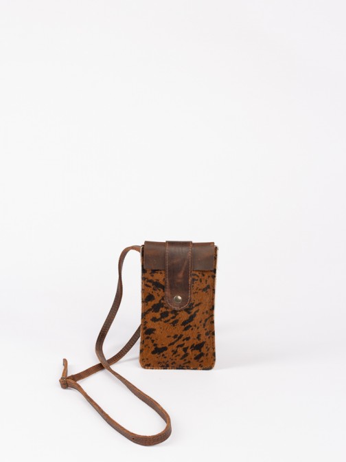 Animal-Print Leather Mobile Phone Bag
