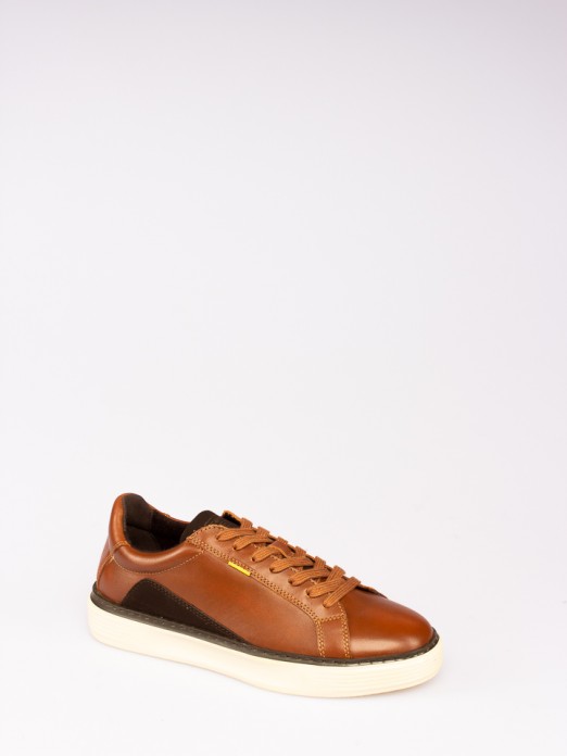 Leather Sneakers From Camel
