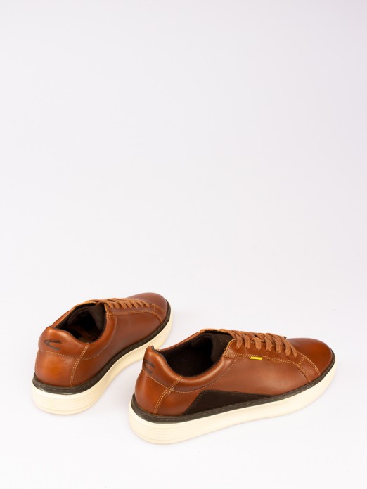 Leather Sneakers From Camel