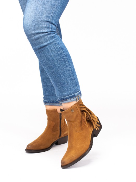 Suede Ankle Boots with Fringes