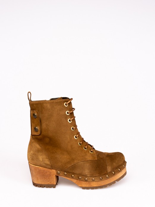 Lace-up Wood Heel Boots