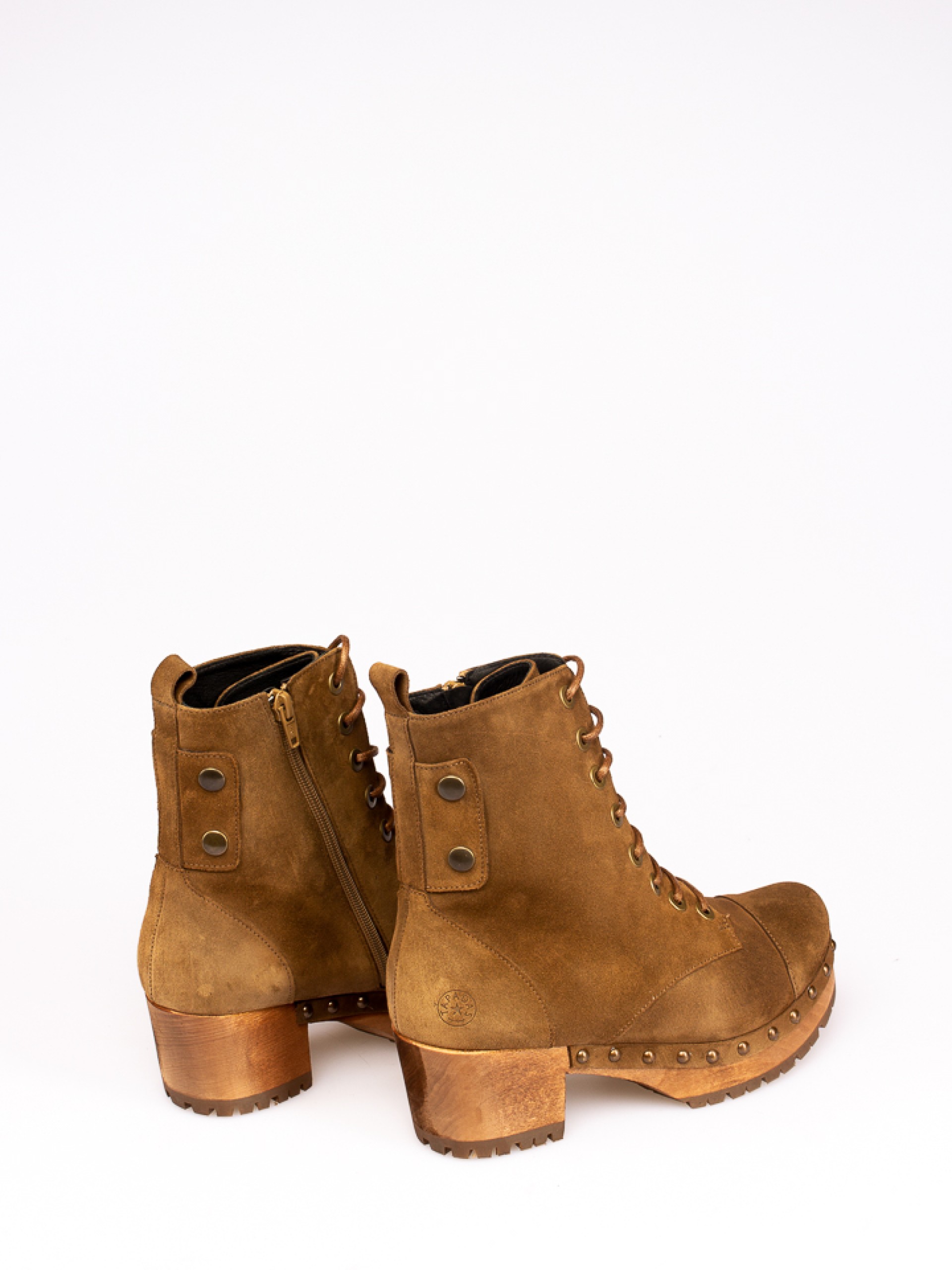 Lace-up Wood Heel Boots