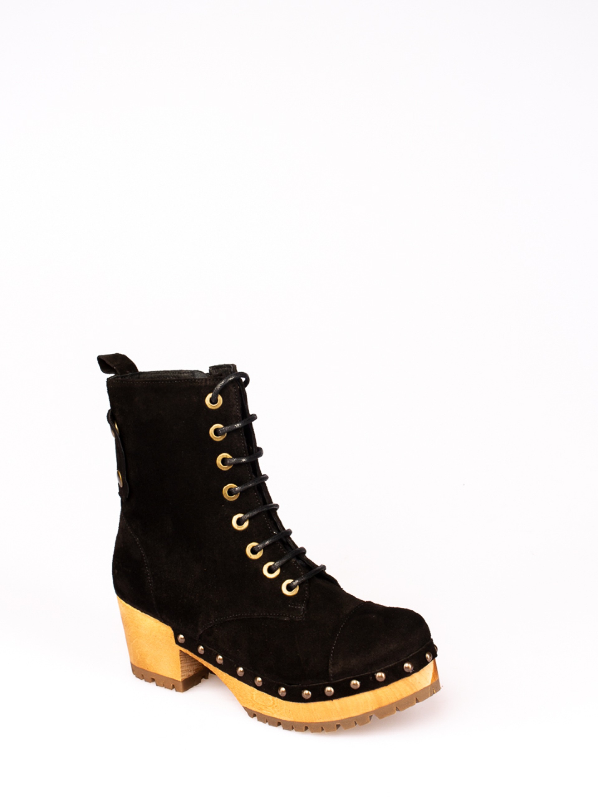 Lace-up Wood Heel Boots