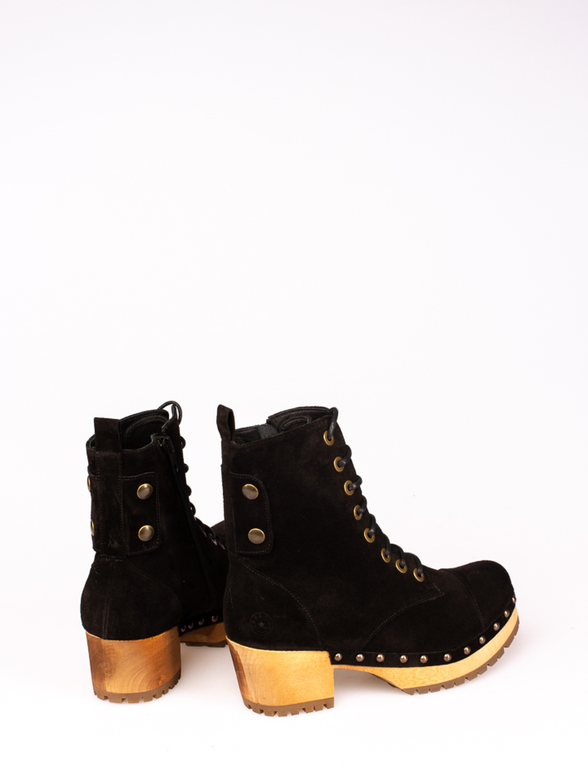 Lace-up Wood Heel Boots