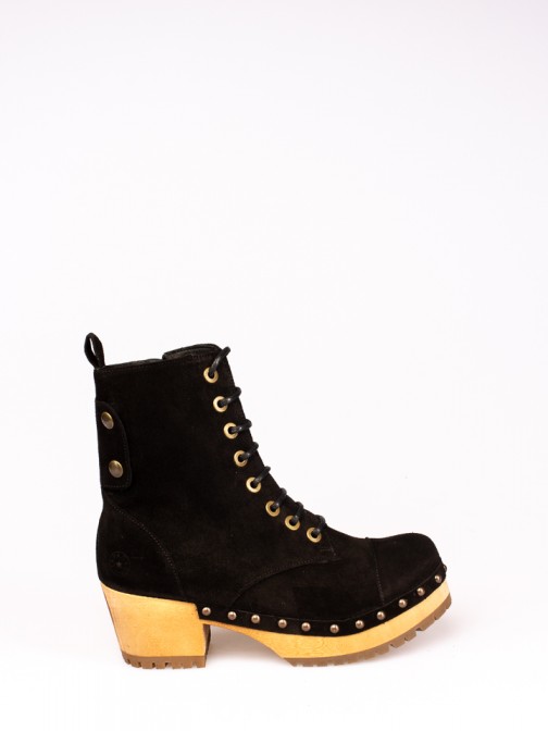 Lace-up Wood Heel Boots