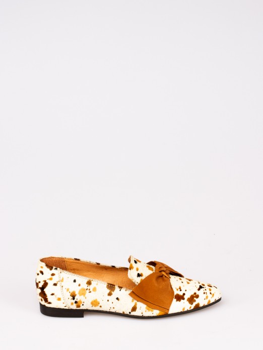 Cow-Print Bow Moccasin