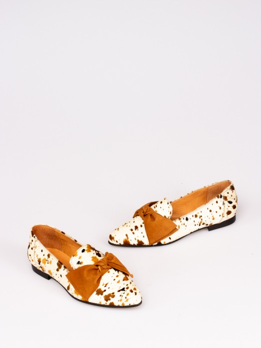 Cow-Print Bow Moccasin