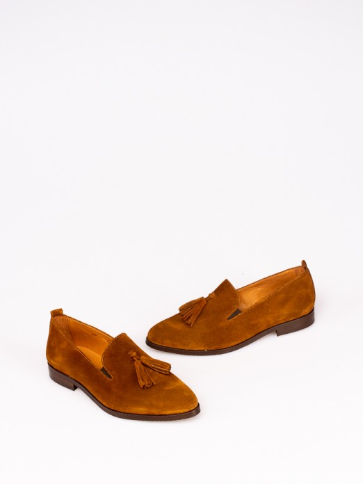 Suede Tassel-Embellished Loafers