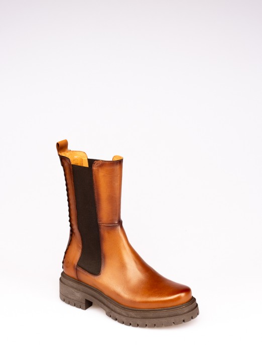 Leather Platform Boots with Elastics
