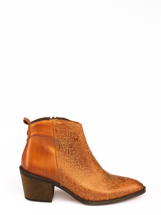 Engraved Suede Ankle Boots