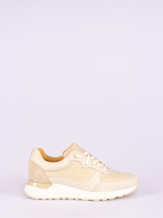 Suede and Leather Perforated Sneakers