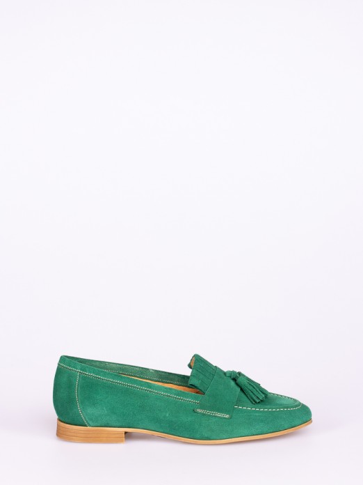 Tassel-Embellished Suede Shoes with  Fringes