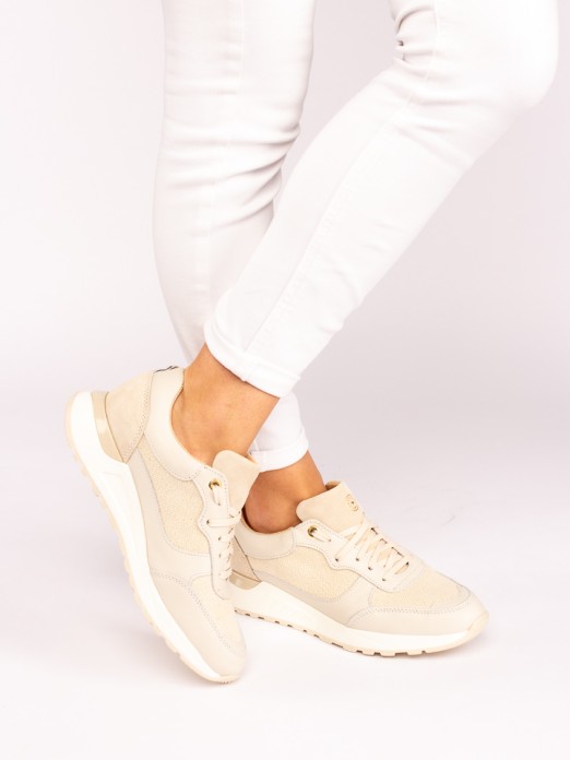 Suede and Leather Perforated Sneakers