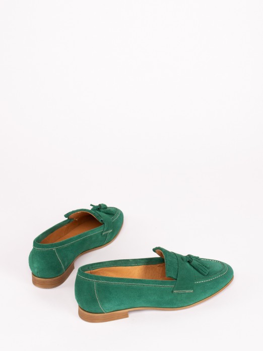 Tassel-Embellished Suede Shoes with  Fringes