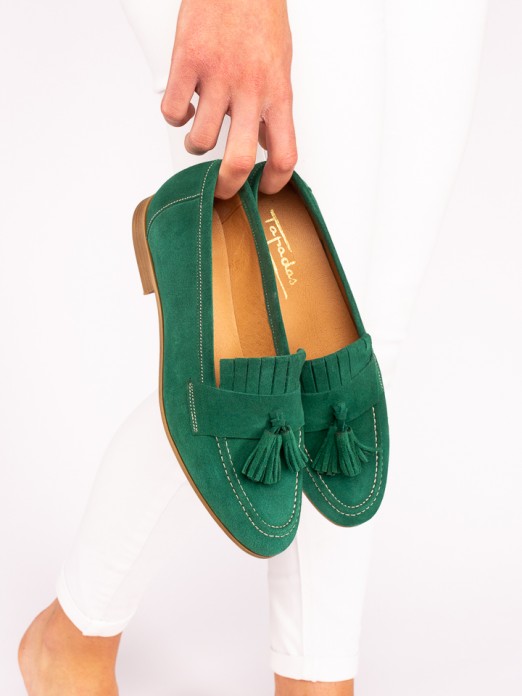 Tassel-Embellished Suede Shoes with  Fringes