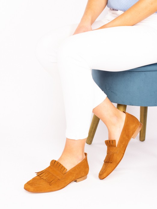 Suede Loafers with Fringes