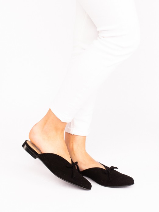 Suede Mules with Lace