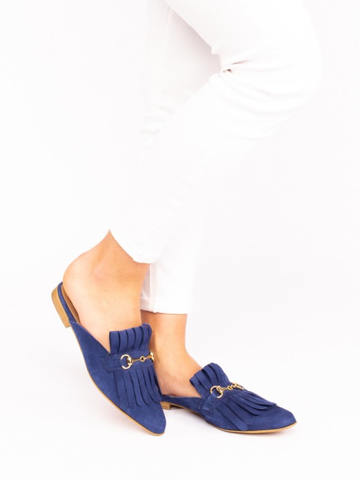Suede Mules with Fringes