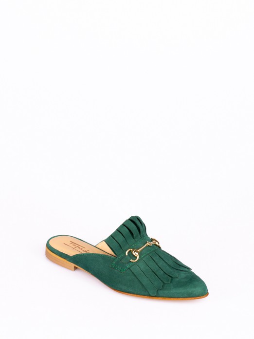 Suede Mules with Fringes