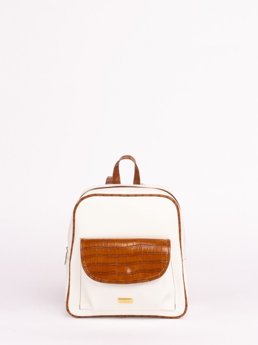 Croco Engraved Round Backpack