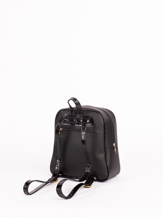 Croco Engraved Round Backpack