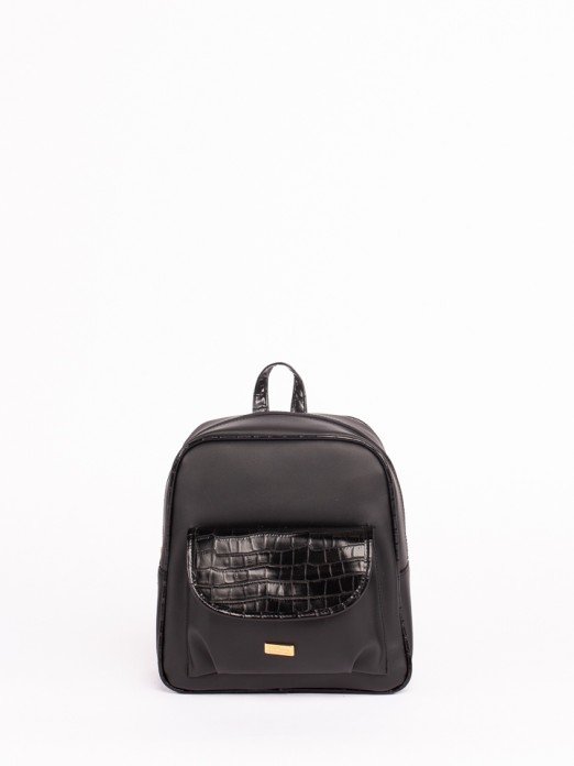 Croco Engraved Round Backpack