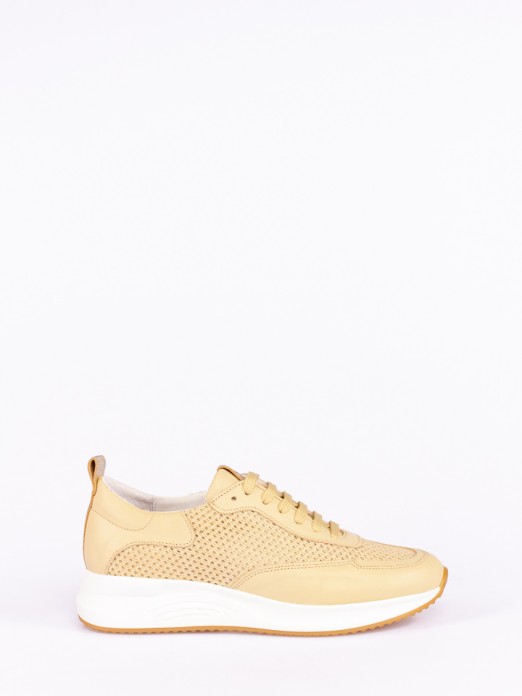 Leather Sneakers with Mesh