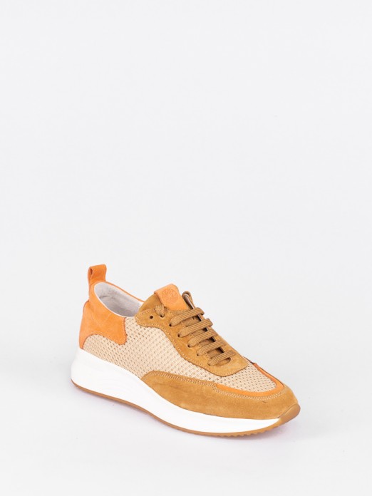 Tricolor Suede Sneakers with Mesh