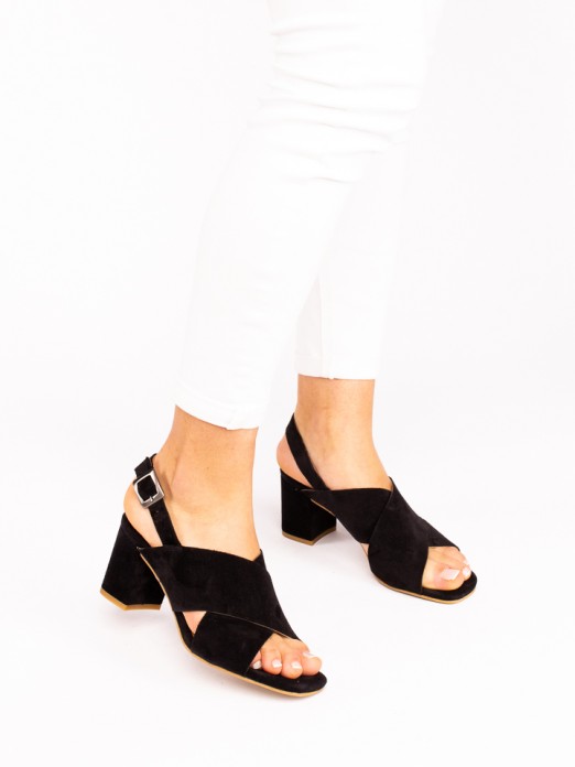 Crossed Suede High-heel Sandals