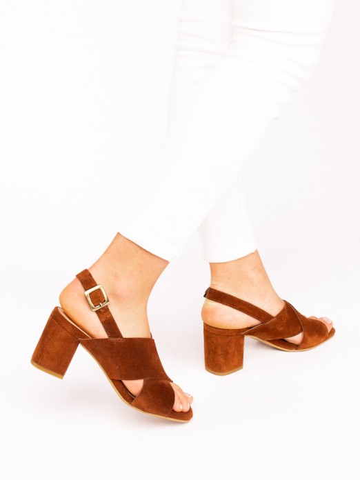 Crossed Suede High-heel Sandals