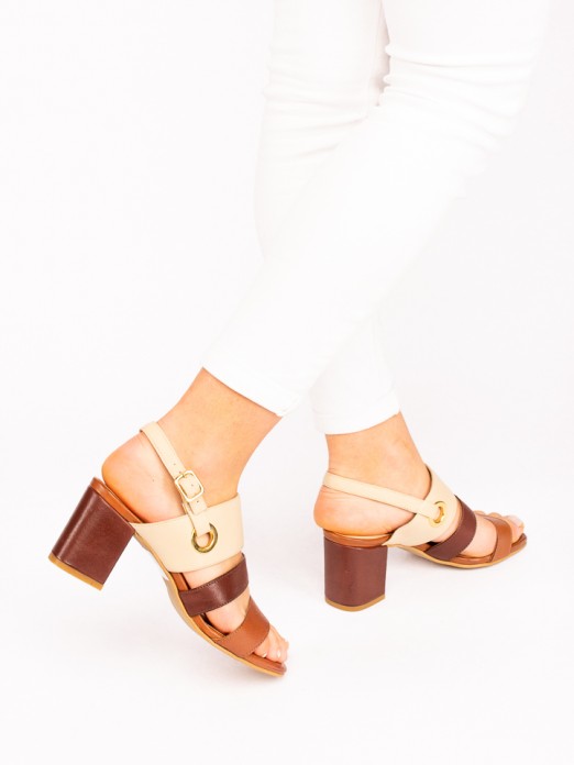 Leather Strap High-heel Sandals