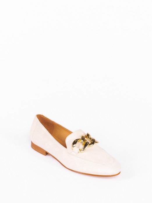 Suede Loafers with Gold Application