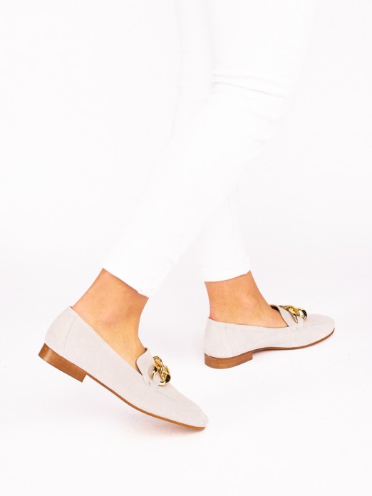 Suede Loafers with Gold Application