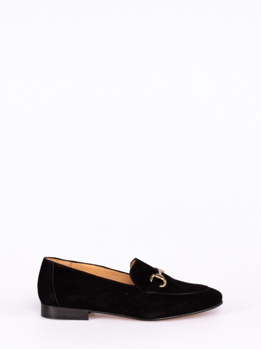 Suede Loafers with Horsebit Detail