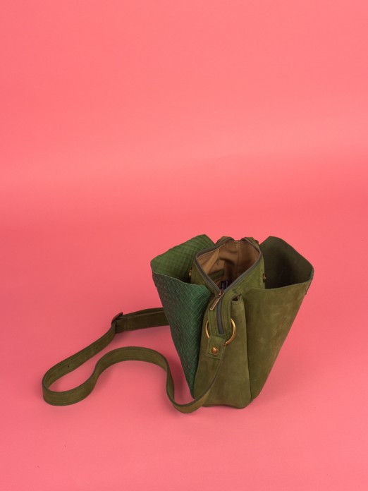 Crossbody Bag in Suede and Leather