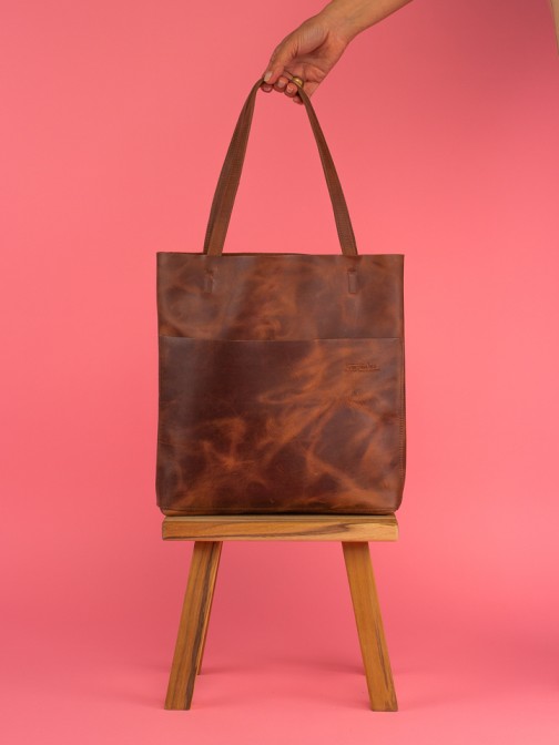 Natural Leather Shopper Bag
