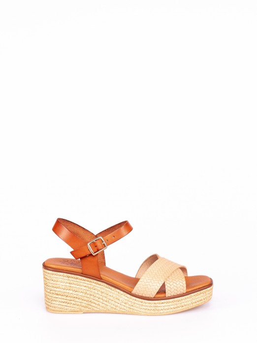Braided Leather Wedge Sandals