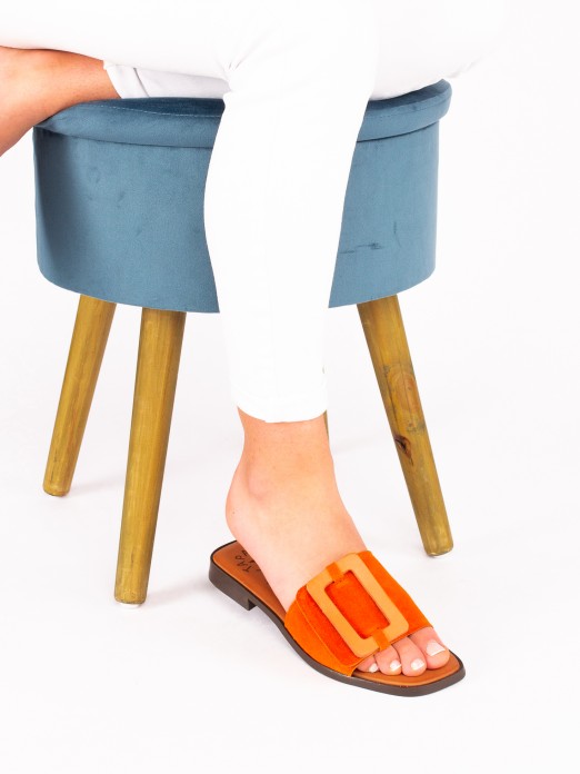 Buckle Suede Slipper