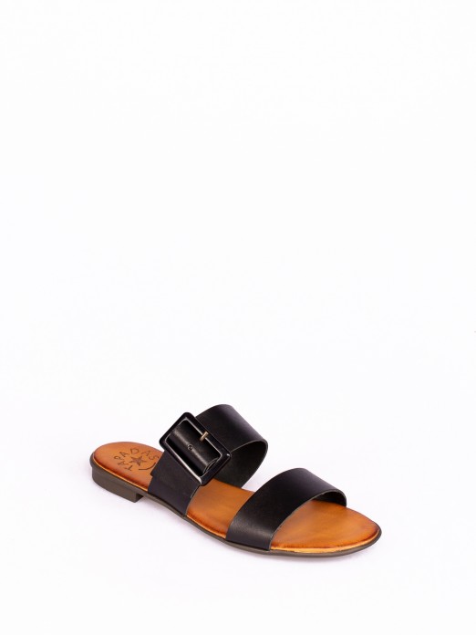 Leather Double Strap Slipper