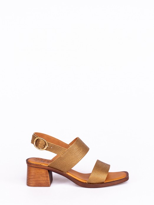 Engraved Leather High-heel Sandals