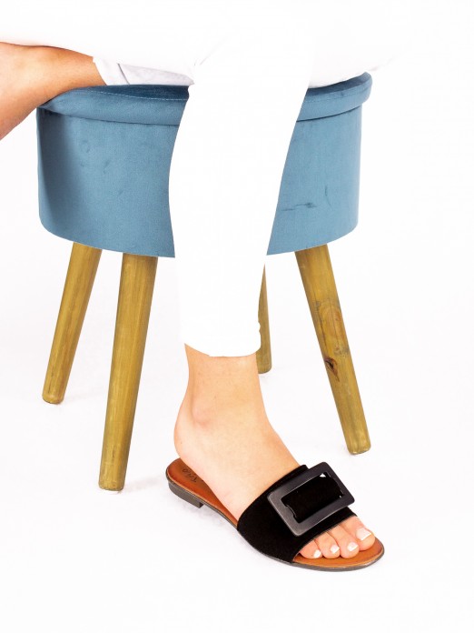 Buckle Suede Slipper