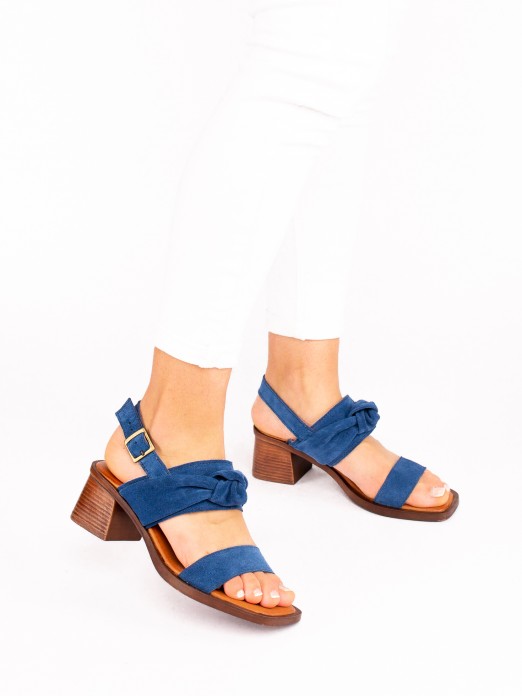 Suede High-heel Sandals with Knot