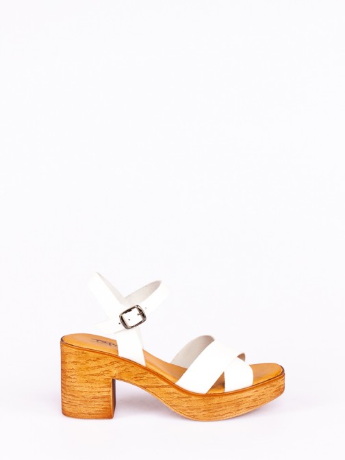 Leather Compensated Heel Sandals