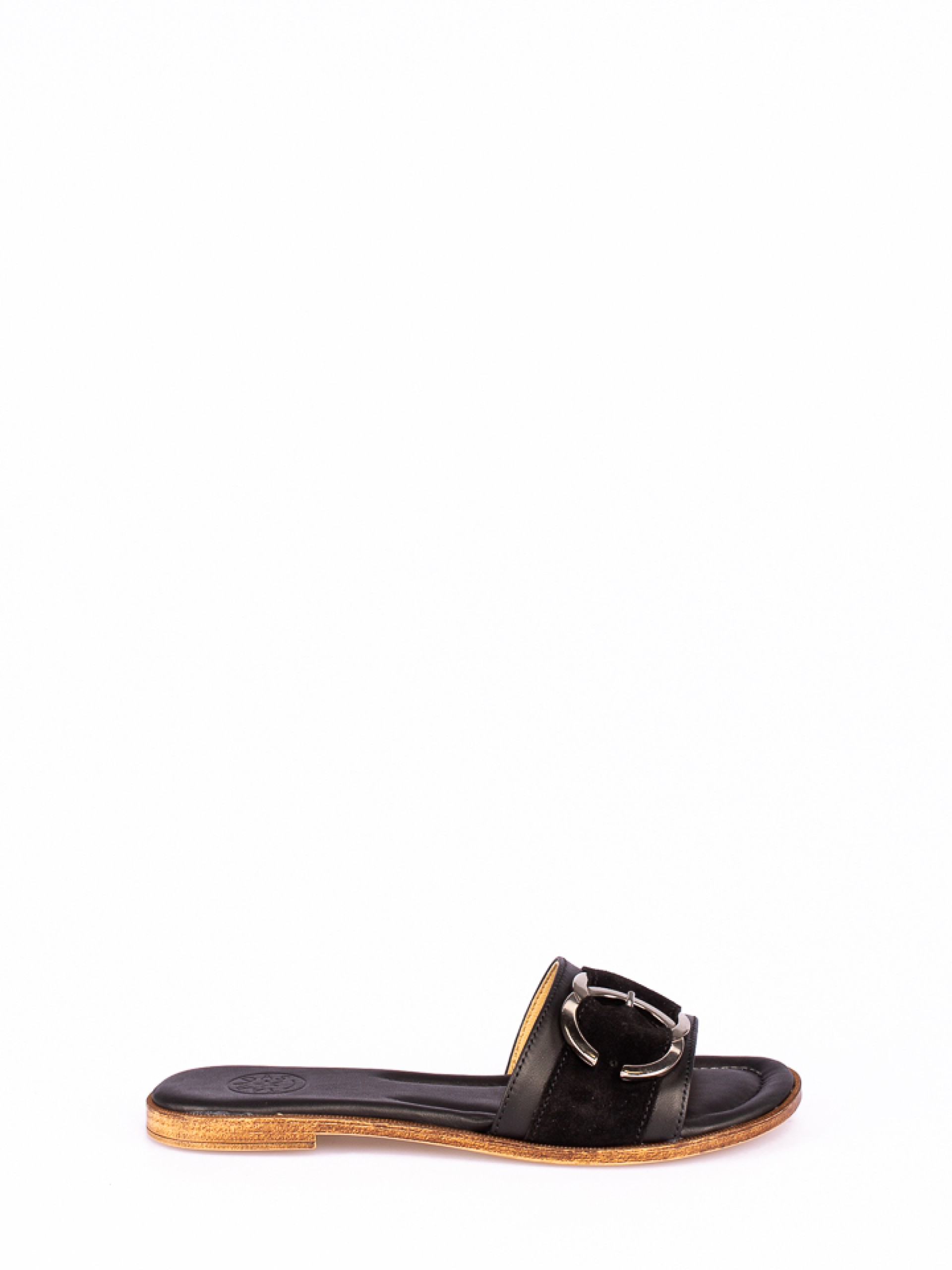 Leather and Suede Slipper with Buckle