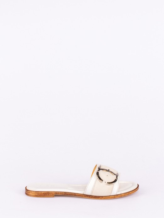 Leather and Suede Slipper with Buckle