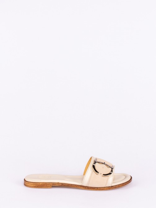 Leather and Suede Slipper with Buckle