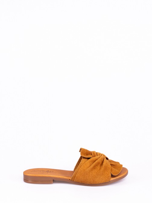Suede Slipper with Large Bow
